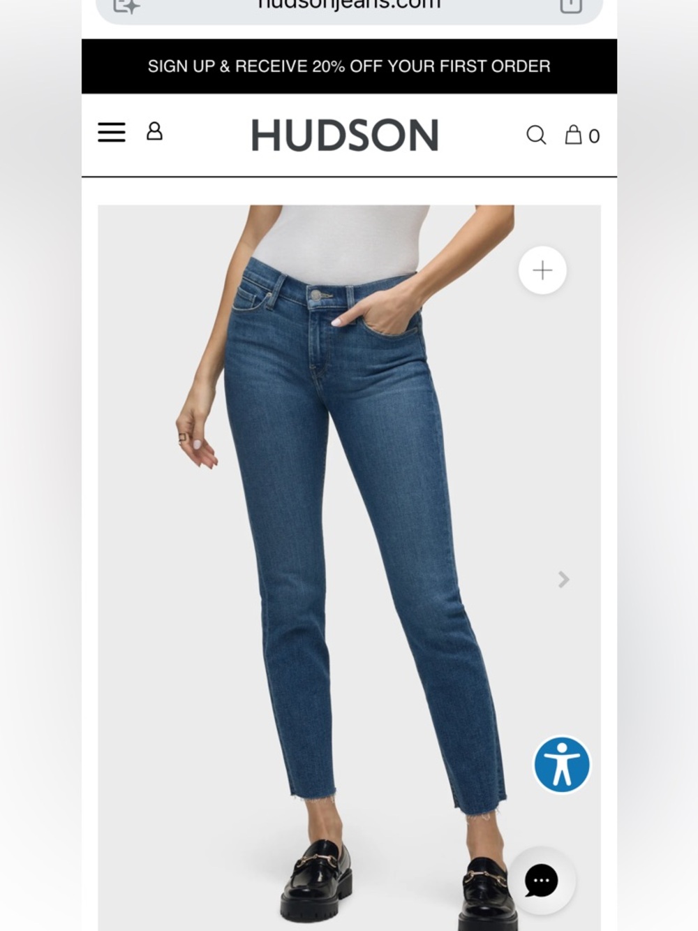 Hudson NWT Nico Mid-Rise Straight Ankle Jeans - Blue 27